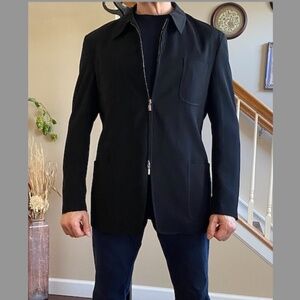 Armani Collezioni Y2K Vintage Jacket 2-Way Zipper Blouson Black Size 42R